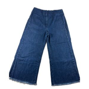 Citizens of Humanity High-Waisted Cropped Wide-Leg Jeans – Dark Denim, Frayed He